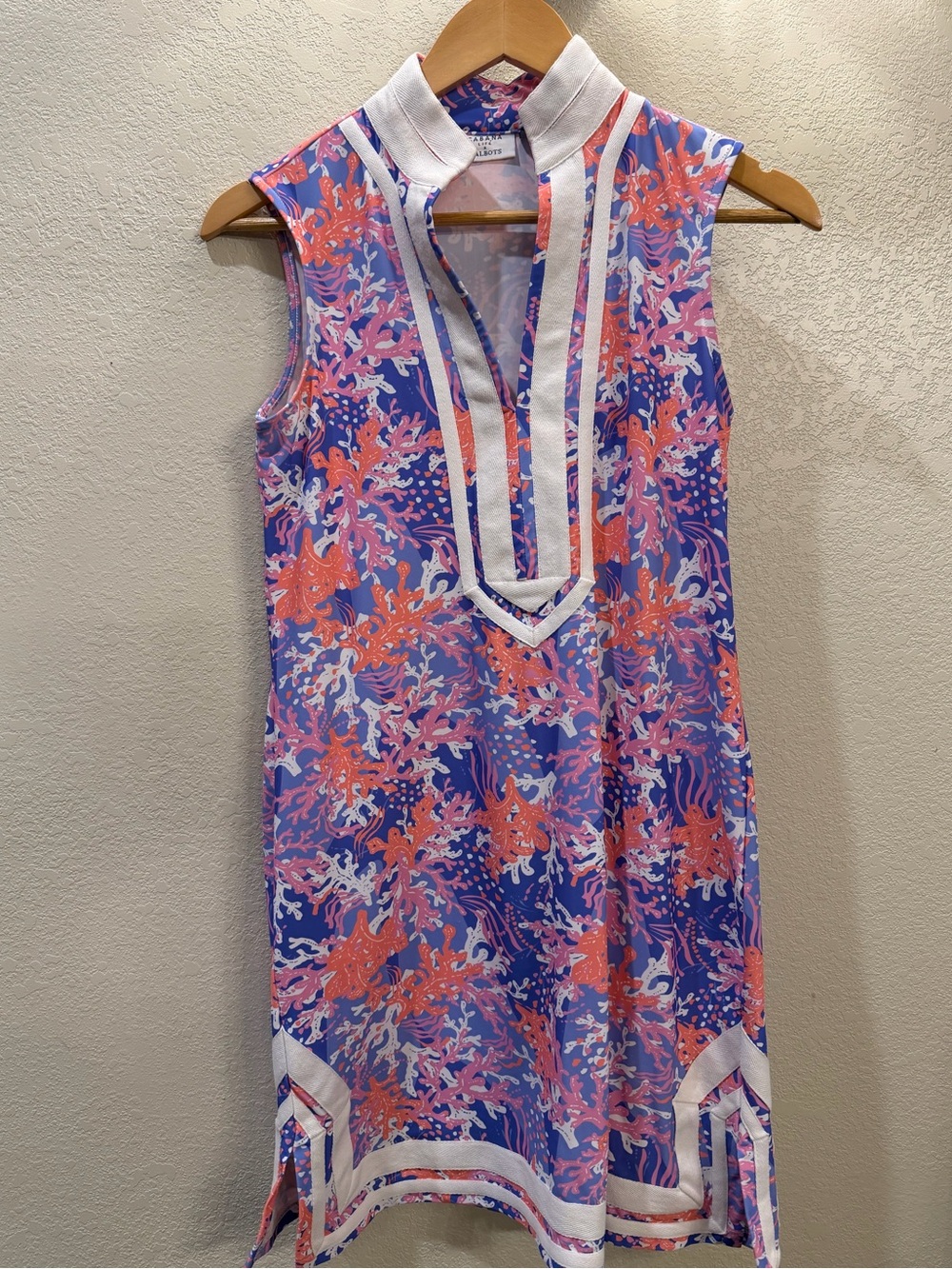 Cabana Life Sleeveless Coral & Purple Print Shift Dress